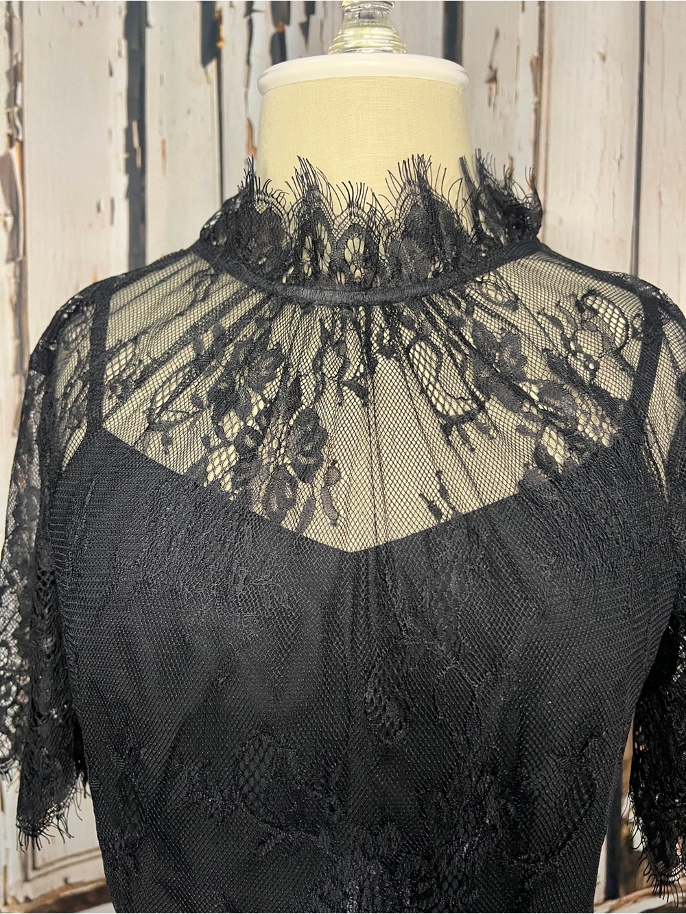 GOTHIC Black LACE High-Neck Women’s Top - Picture 2 of 9